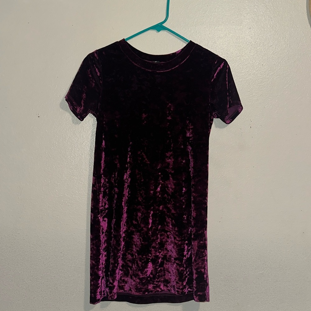 Crushed velvet burgundy mini dress